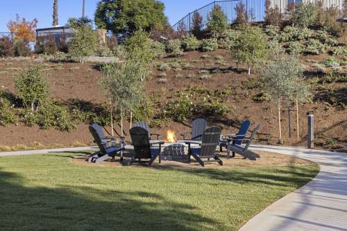 Firepit and seating area at Community Park at Boulevard Park